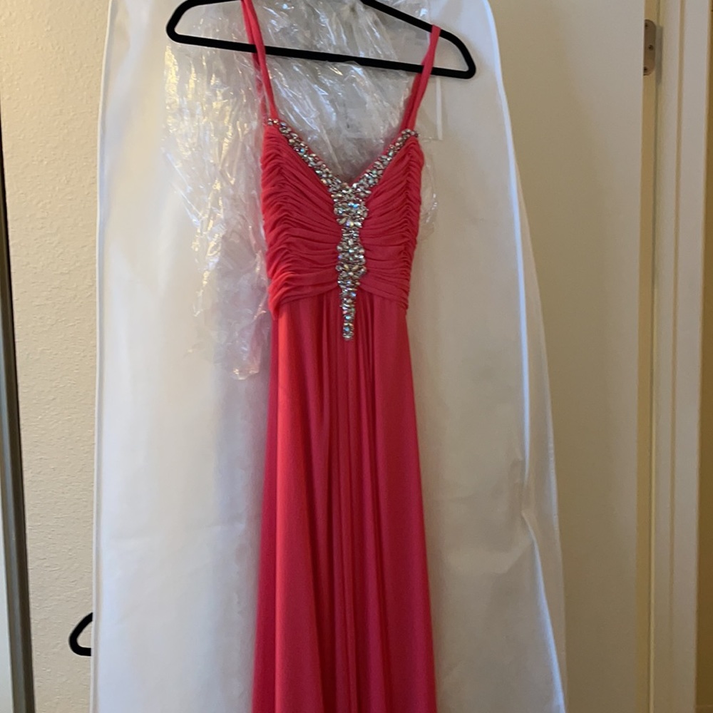 Formal cocktail wedding dress coral full length